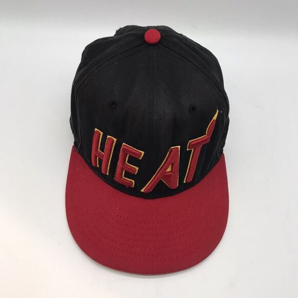 Miami Heat NBA Ball Cap 9Fifty Hardwood Classics 3D Logo  Black Red SnapBack Hat - Picture 5 of 13